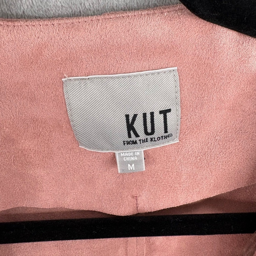 KUT From The Kloth Pink Faux Suede Drape Open Front Cardigan Oversized Jacket M - Picture 4 of 11
